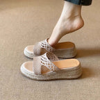 Autumn women's straw soft-soled retro style casual shoes