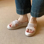 Autumn women's straw soft-soled retro style casual shoes